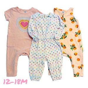 Three Sweet Baby Rompers (12-18M)